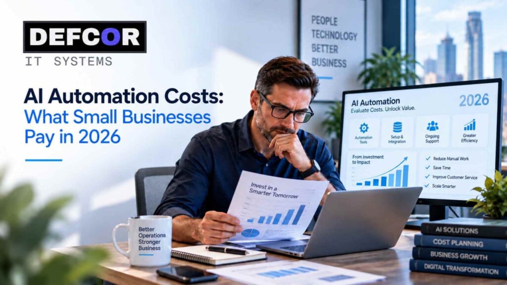 AI automation cost planning for small businesses in 2026, including setup, support, and business value