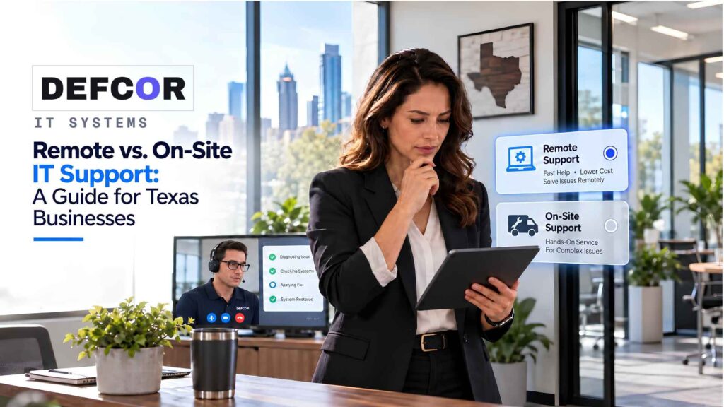 Remote vs. on-site IT support for Texas businesses comparing remote help and hands-on service